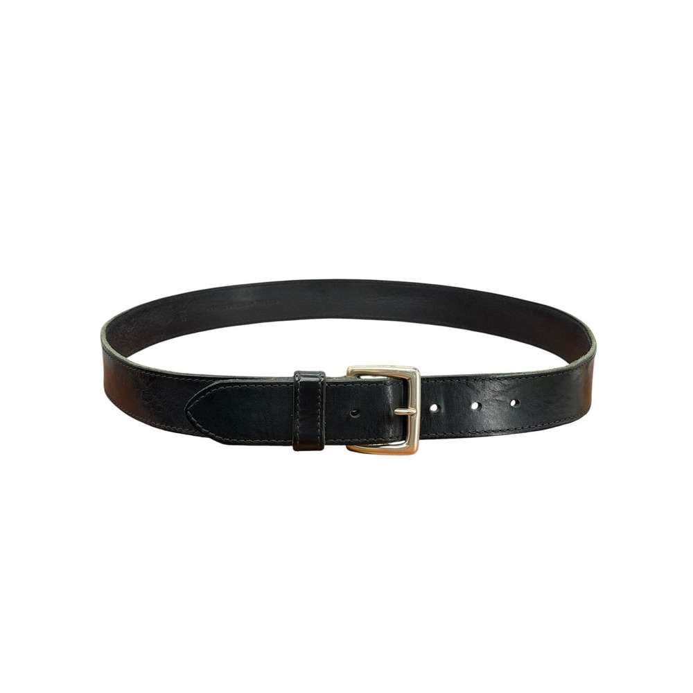 Nordstrom 1901 Work Belt Mens SZ 40 Black Leather Brass USA Handcrafted Casual